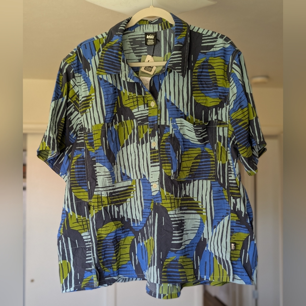 REI UPF 50+ Water Repellant Button Down Short Sleeve 2XL